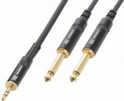 Kabel "god kvalitet" 3.5mm Stereo Jack til 2x 6.3mm Mono Jack, sort 3m Kabel "god kvalitet" 3.5mm Stereo Jack til 2x 6.3mm Mono Jack, sort 3m
