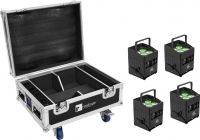 Eurolite Set 4x AKKU IP UP-4 QCL Spot QuickDMX MK2 + Flightcase with wheels and charging function