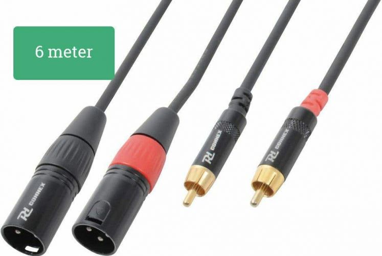 Kabel "god kvalitet" 2x RCA han til 2x XLR han, sort 6m
