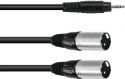 XLR - Jack, Omnitronic Adapter Cable 3.5 Jack/2xXLR(M) 3m bk