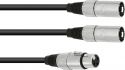 XLR - XLR, Omnitronic Adapter Cable XLR(F)/2xXLR(M) 1m bk