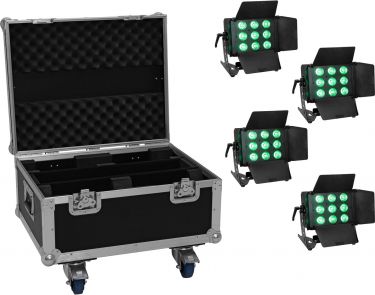 Eurolite Set 4x LED CLS-9 QCL RGB/WW 9x7W + Case