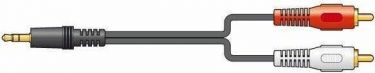 Kabel 3.5 stereo jack - 2xRCA han 1.5m, sort