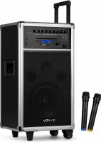 Mobilt lydanlæg ST-100 / 250W Bluetooth/CD/USB/SD-input, 2 trådløse mikrofoner og optagefunktion