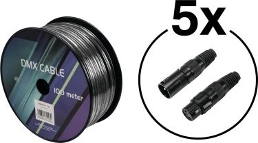 Eurolite Set DMX Cable 2x0.22 100m bk + 10 Connectors