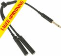 Adaptore, Adapterkabel, Y-split - 1x 6.3mm Jack han (mono) til 2x 6.3mm Jack hun (mono)