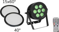 Eurolite Set LED IP PAR 7x8W QCL Spot + 2x Diffuser Cover (15x60° and 40°)