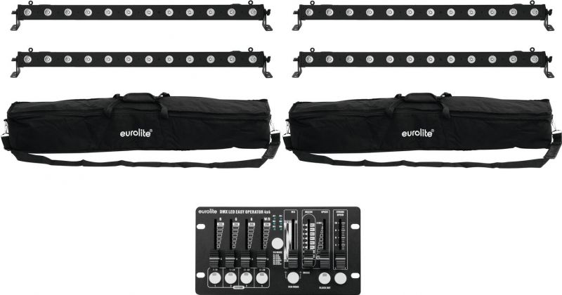 Eurolite Set 4x LED BAR-12 QCL RGBW + 2x Soft Bag + Controller