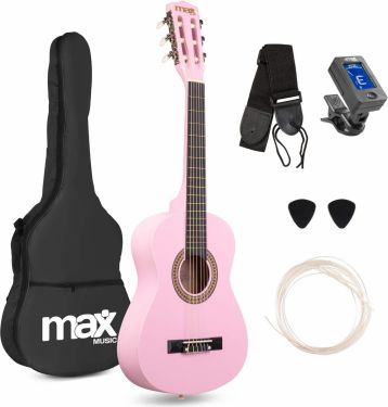 Børne Guitarpakke 30" - 1/4 børneguitar, Akustisk (3-5 år) Pink / Alt du skal bruge!