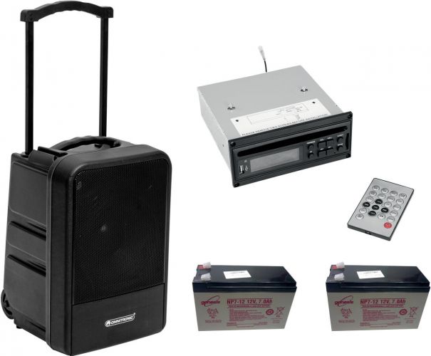 Omnitronic Set MOM-10BT4 Modular Wireless PA System + CD Player with USB&SD + 2x Battery