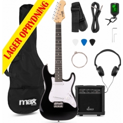 GigKit Junior 3/4 – Elguitar med Alt-i-Én Startpakke og Tilbehør – Sort TILBUD