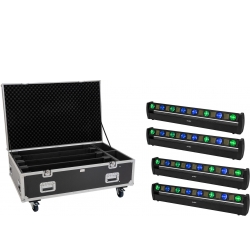 Eurolite Set 4x LED BAR-8 SWING QCL bar + Flightcase with wheels TILBUD NU