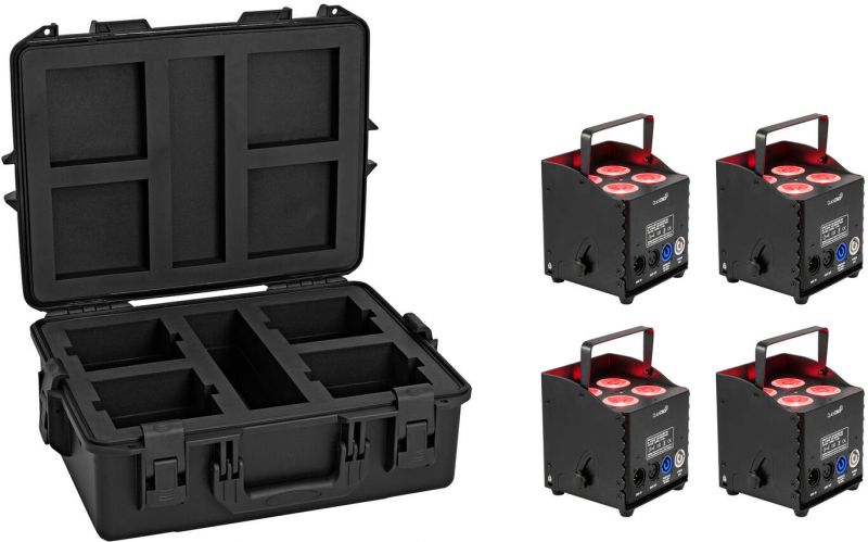 Eurolite Set 4x AKKU UP-4 QCL Spot QuickDMX MK2 + Plastic case