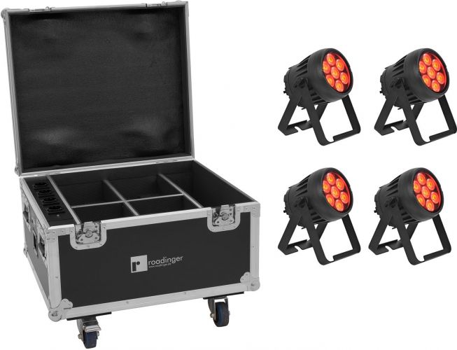 Eurolite Set 4x AKKU IP PAR 7 QCL CRMX MK2 + Case with charging function