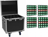 Eurolite Set 4x LED Pixel Matrix Panel 5x5 RGB/WW + Flightcase with wheels