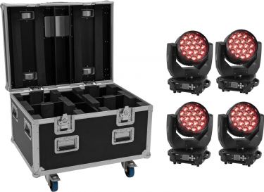 Eurolite Set 4x LED TMH-X4 Moving Head Wash Zoom + EU Case with wheels