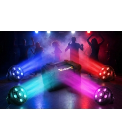 Pakketilbud: 4 stk. Mini LED Party Lamper 12W RGB inkl. transporttaske TILBUD NU