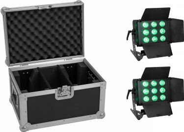 Eurolite Set 2x LED CLS-9 QCL RGB/WW 9x7W + Case