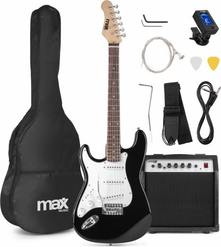 GigKit Electric Guitar Pack – Venstrehåndet Elguitar med Forstærker – Sort