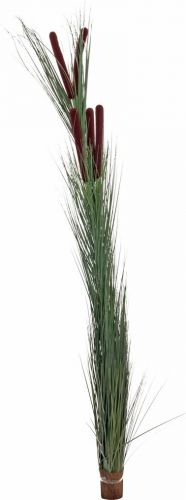 Europalms Reed grass with cattails,dark-green, artificial, 152cm