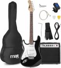 GigKit Electric Guitar Pack – Venstrehåndet Elguitar med Forstærker – Sort