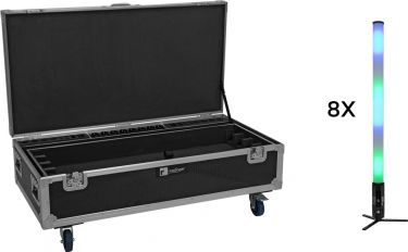 Eurolite Set 8x AKKU IP Pixel Tube 360° PRO CRMX + Flightcase with wheels and charging function