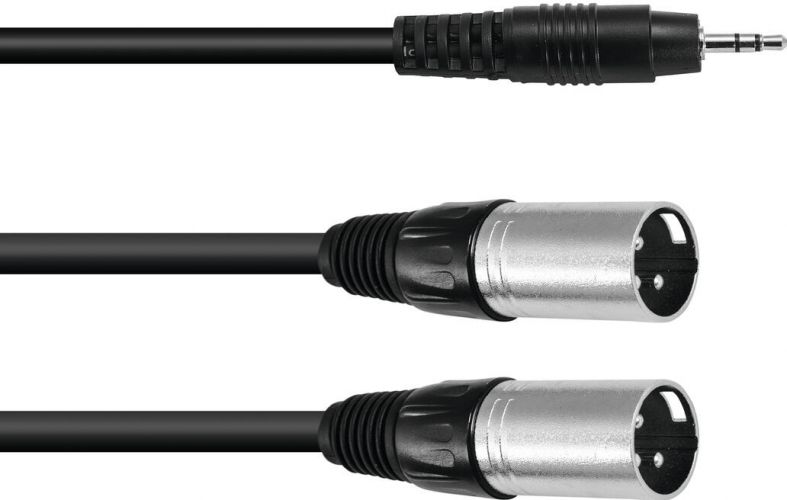Omnitronic Adapter Cable 3.5 Jack/2xXLR(M) 1.5m bk