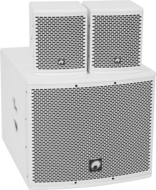 Omnitronic Set MOLLY-12A Subwoofer active + 2x MOLLY-6 Top 8 ohms, white