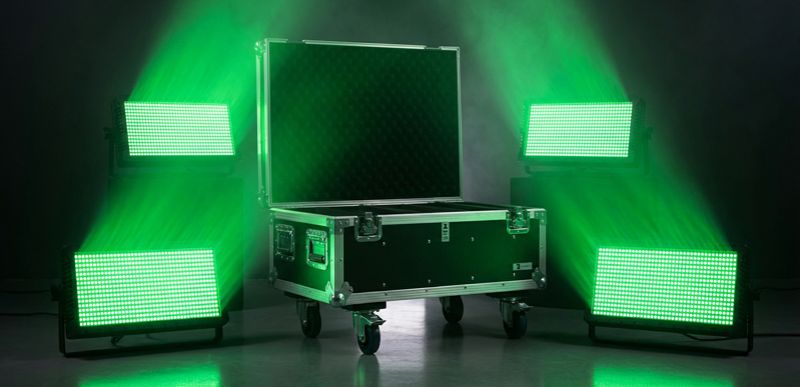 Eurolite Set 4x LED Strobe SMD PRO 864 DMX RGB + Flightcase