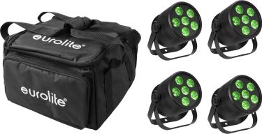 Eurolite Set 4x LED Silent Par 6 QCL Floor bk + Soft Bag