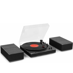 Tupelo Record Player Set BT with 2 Speakers Black TILBUD NU