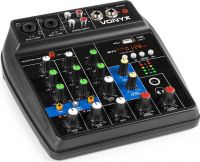 Lyd og Mikrofon Mixer VMM100 / 3 kanals / Bluetooth / USB / EQ / Phantom 48V / Kompakt design!
