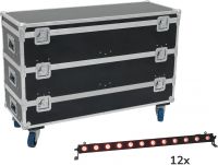 Eurolite Set 12x LED BAR-12 QCL RGB+UV Bar + Case with wheels