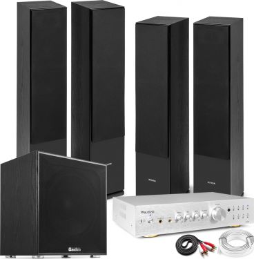 Komplet HiFi System SHF80B / 4x Gulv-højttalere inkl. Digital Forstærker + Kraftig 15" Bas Subwoofer