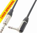 Kabler og stik, Audio Jack Kabel "god kvalitet" 6.3mm Stereo Jack/90° vinkel til 6.3mm Stereo Jack, 3m