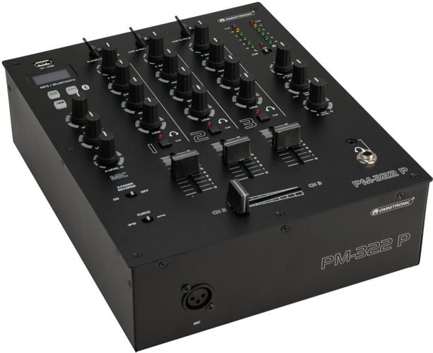 Omnitronic PM-322P 3-channel DJ Mixer with Bluetooth & USB Player