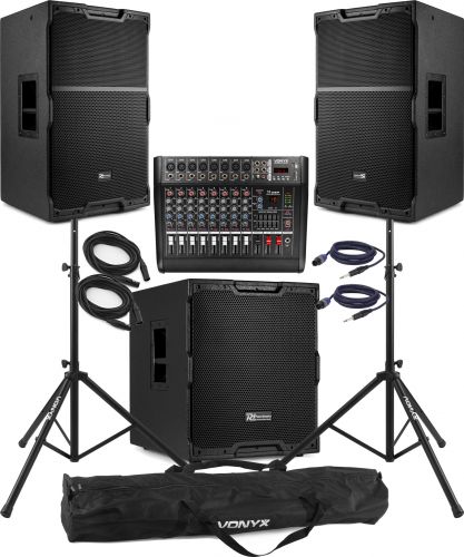 Komplet PA Lydanlæg - Perfekt til sang, band og musik / 2300 Watt inkl. subwoofer