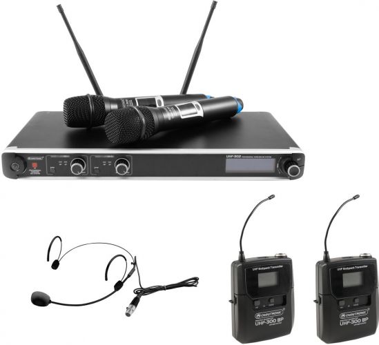 Omnitronic Set UHF-301 Receiver + Headset + 2x Transmitter 823-832/863-865 MHz