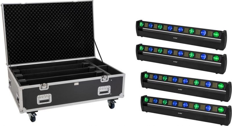 Eurolite Set 4x LED BAR-8 SWING QCL bar + Flightcase with wheels