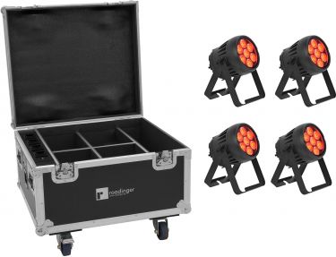 Eurolite Set 4x AKKU IP PAR 7 QCL CRMX MK2 + Case with charging function