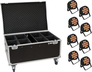 Eurolite Set 8x LED IP PAR 12x9W SCL Spot + Case with wheels