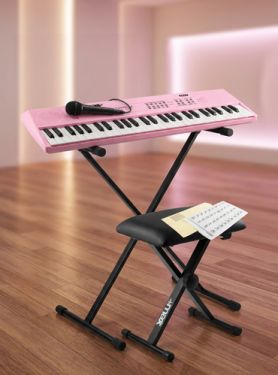 Børne Keyboard Mega Sæt, Pakketilbud: 54 Tang., Mikrofon, Stativ, Bænk, mm (6-8 år)