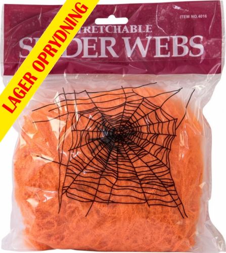 Halloween Dekoration, Edderkoppespind, Orange 100g UV aktivt