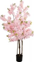 Europalms Cherry tree with 3 trunks, artificial plant, rose, 160cm