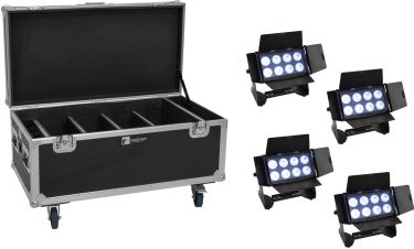 Eurolite Set 4x AKKU Multiflood IP 8x10W RGBW Wash CRMX + Case with charging function