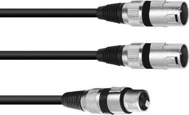 Omnitronic Adapter Cable XLR(F)/2xXLR(M) 1.5m bk