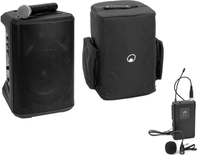 Omnitronic Set PORTY-8A Drahtlos-PA-System + Bodypack Transmitter incl. Lavalier Microphone + Soft B