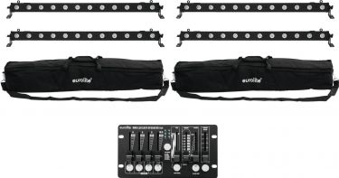 Eurolite Set 4x LED BAR-12 QCL RGBW + 2x Soft Bag + Controller
