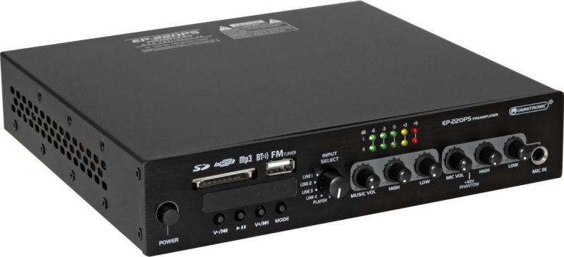 Omnitronic EP-220PS Preamplifier with MP3 Player, Bluetooth and FM Radio 9.5