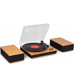 Tupelo Record Player Set BT with 2 Speakers Bamboo TILBUD NU
